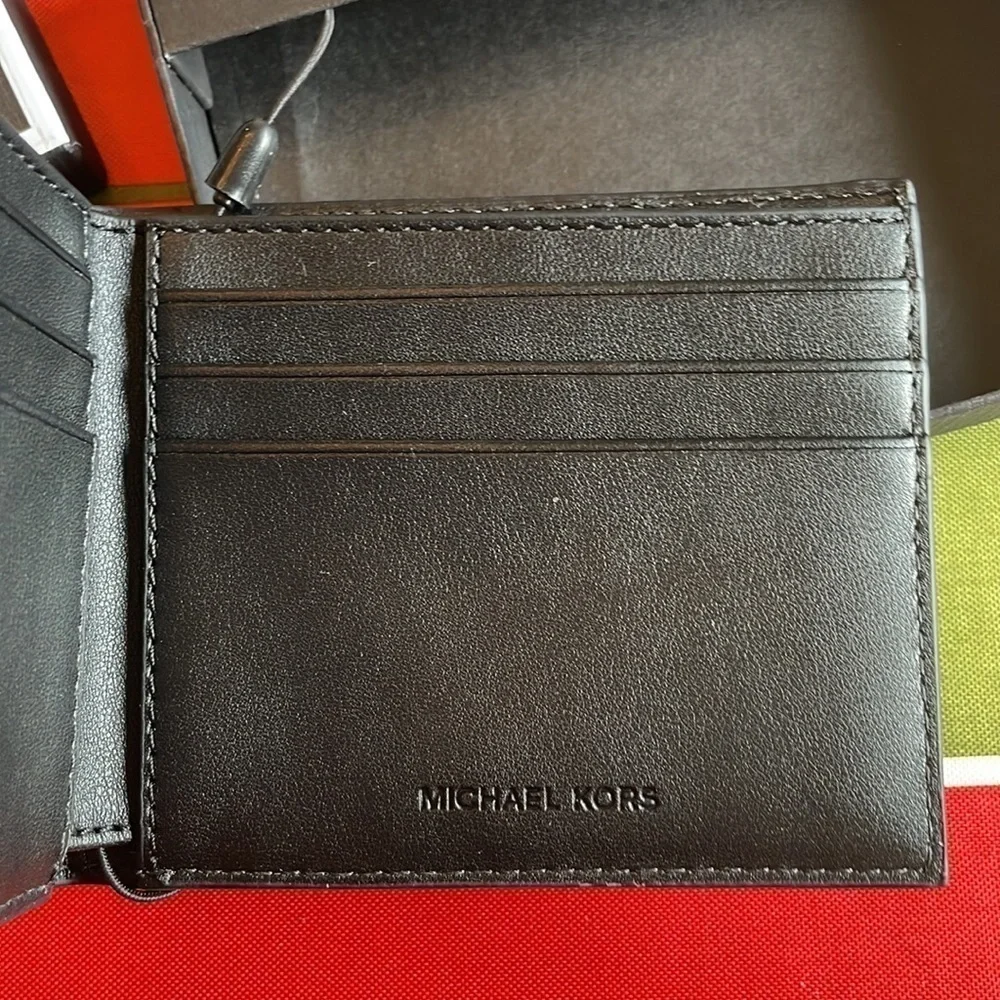 Brand New Michael Kors Genuine Leather Slim Billfold Andy Luggage Mens Wallet